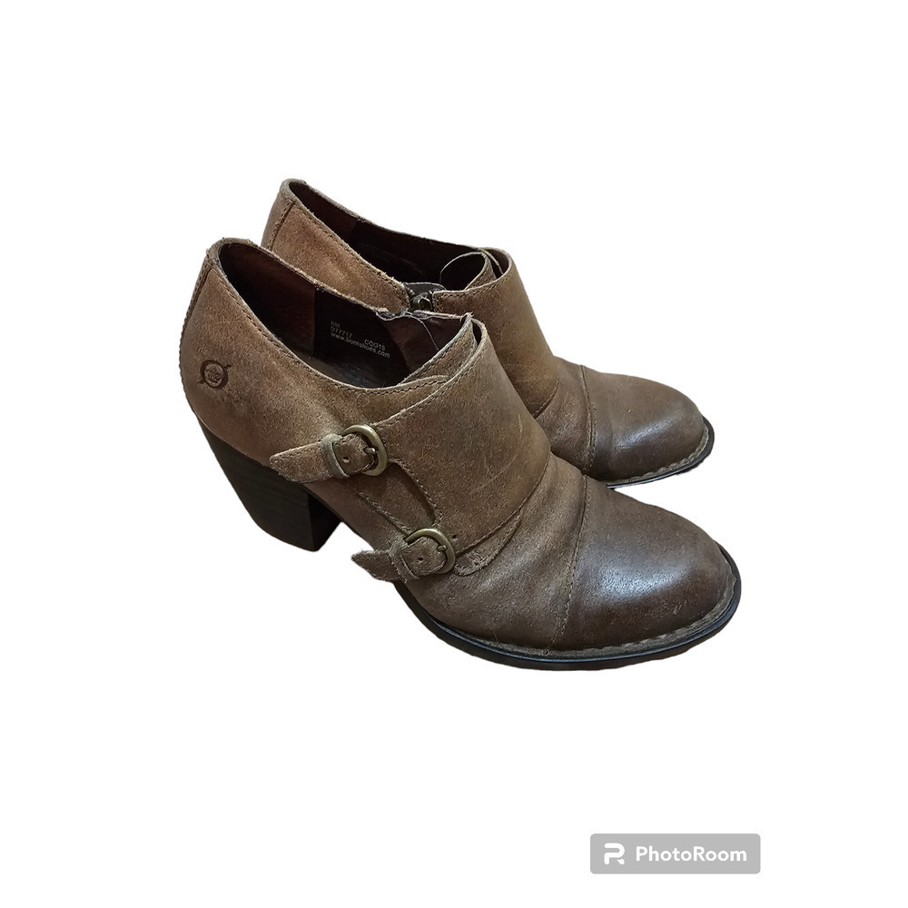 Born Brown Davis Monk Strap Booties/clogs distressed suede size 8 - Picture 4 of 6